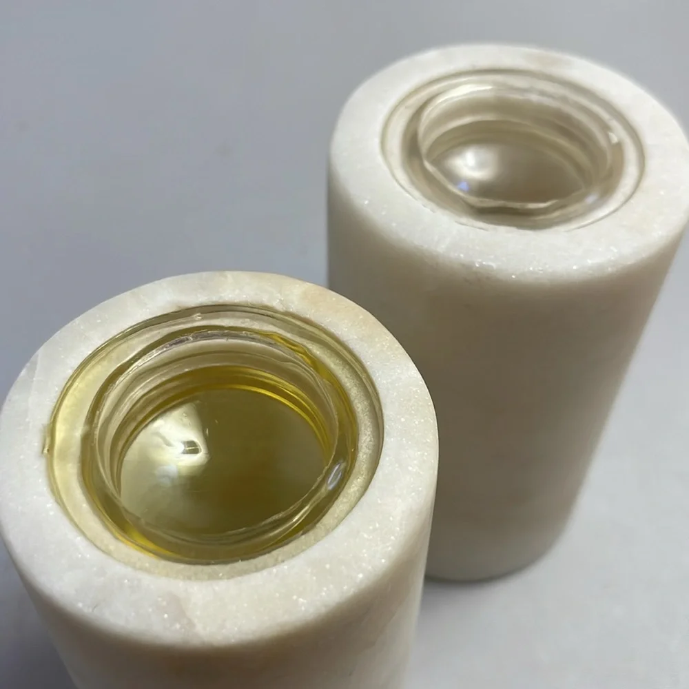 Pair Vintage White‎ Marble Salt & Pepper Shakers